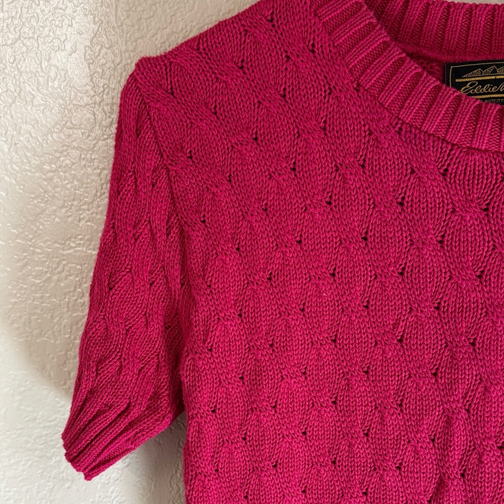 Vintage Classic Pink/fuchsia Cable Knit Sweater - Picture 6 of 12